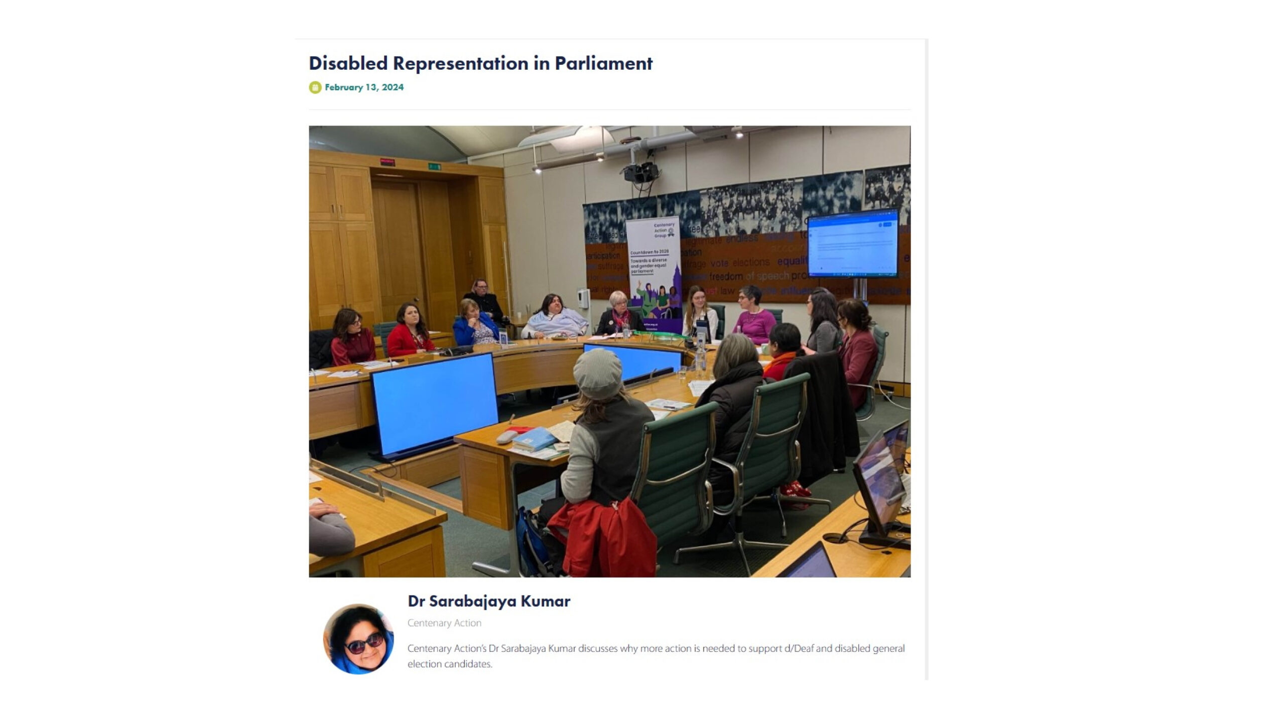 Image of Chamber UK article from Sarabajaya Kumar on disabled representation in parliament