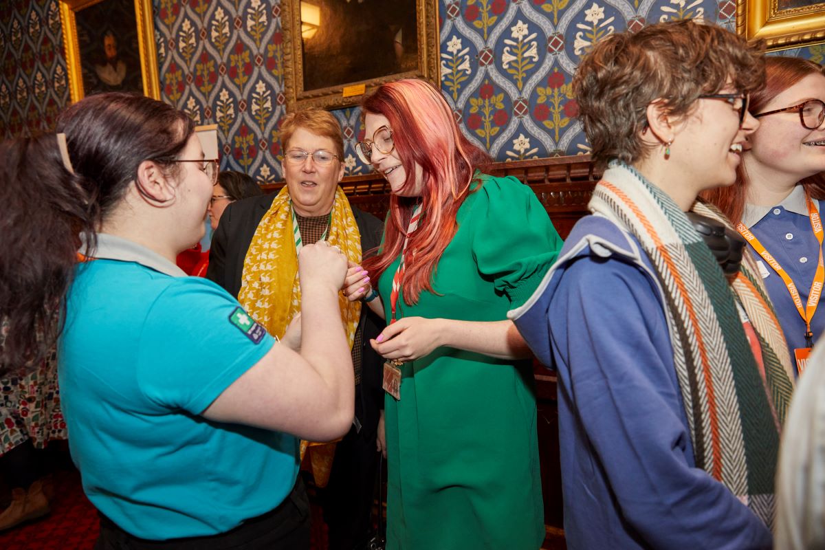 Baroness Carmen Smith and Ann Davies MP talking to young women at Inspiring Future Leaders