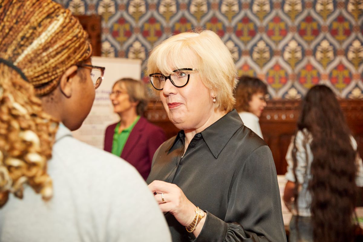Patricia Ferguson MP talking to young women at Inspiring Future Leaders event