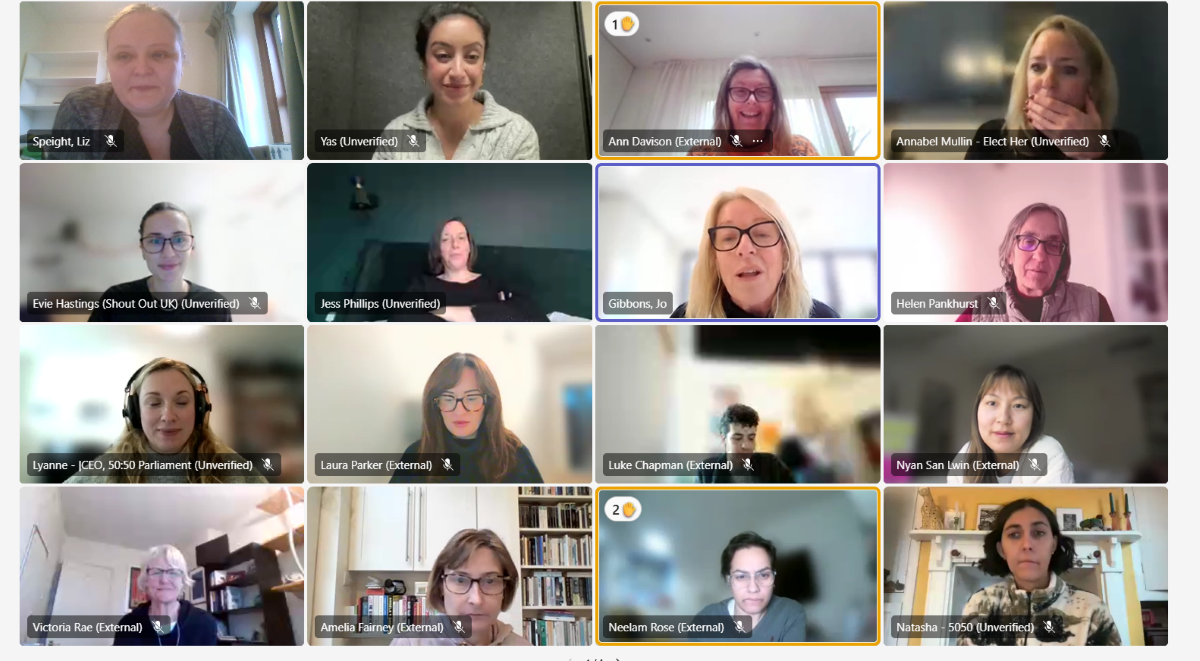 Screenshot of members meeting with Jess Phillips